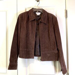 Brown Suade Cropped Jacket - Size L